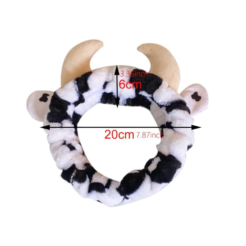2pcs Stereo Cow Beaded Strap Mock Headband Makeup Headband