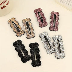 Rhinestone Snap Clip Wavy Rectangle Shaped Hair Clip Sparkly Hair Clip
