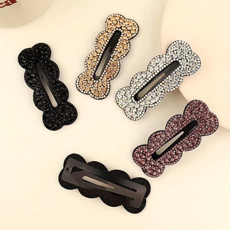Rhinestone Snap Clip Wavy Rectangle Shaped Hair Clip Sparkly Hair Clip
