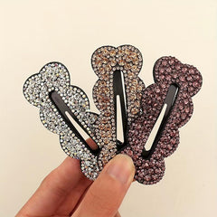 Rhinestone Snap Clip Wavy Rectangle Shaped Hair Clip Sparkly Hair Clip