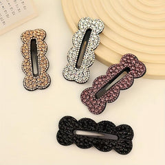 Rhinestone Snap Clip Wavy Rectangle Shaped Hair Clip Sparkly Hair Clip
