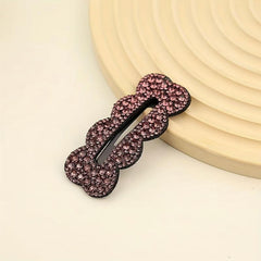 Wavy Rectangle Snap Clip Rhinestone Hair Accessory