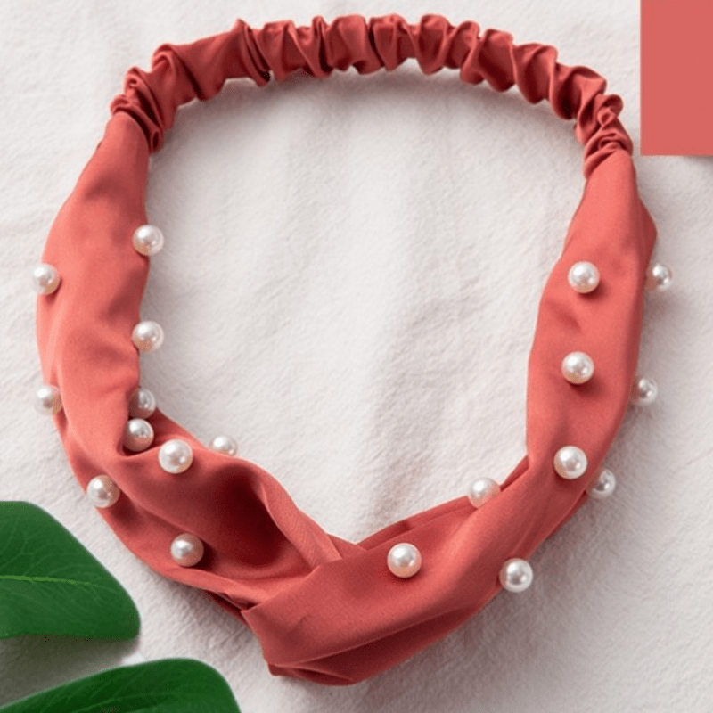 Faux Pearl Decor Headband Twist Knotted Hair Accessories
