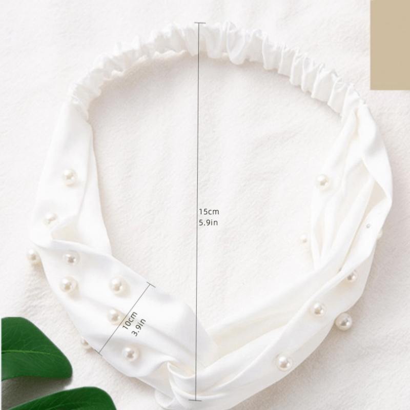 Faux Pearl Decor Headband Twist Knotted Hair Accessories