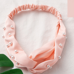Faux Pearl Decor Headband Twist Knotted Hair Accessories