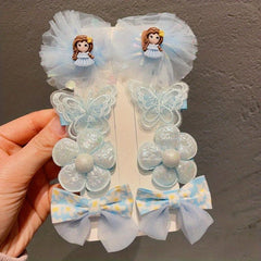 8pcs Baby Girls Hair Clip Cartoon Flower Bow Decor Duck Billed Clip