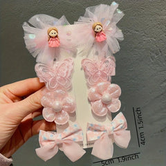8pcs Baby Girls Hair Clip Cartoon Flower Bow Decor Duck Billed Clip