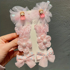 8pcs Baby Girls Hair Clip Cartoon Flower Bow Decor Duck Billed Clip