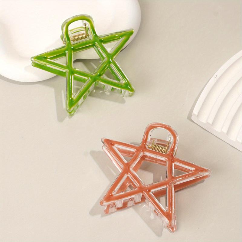 2pcs Set Hair Claw Mixed Pentagram Shark Claw Hair Clip