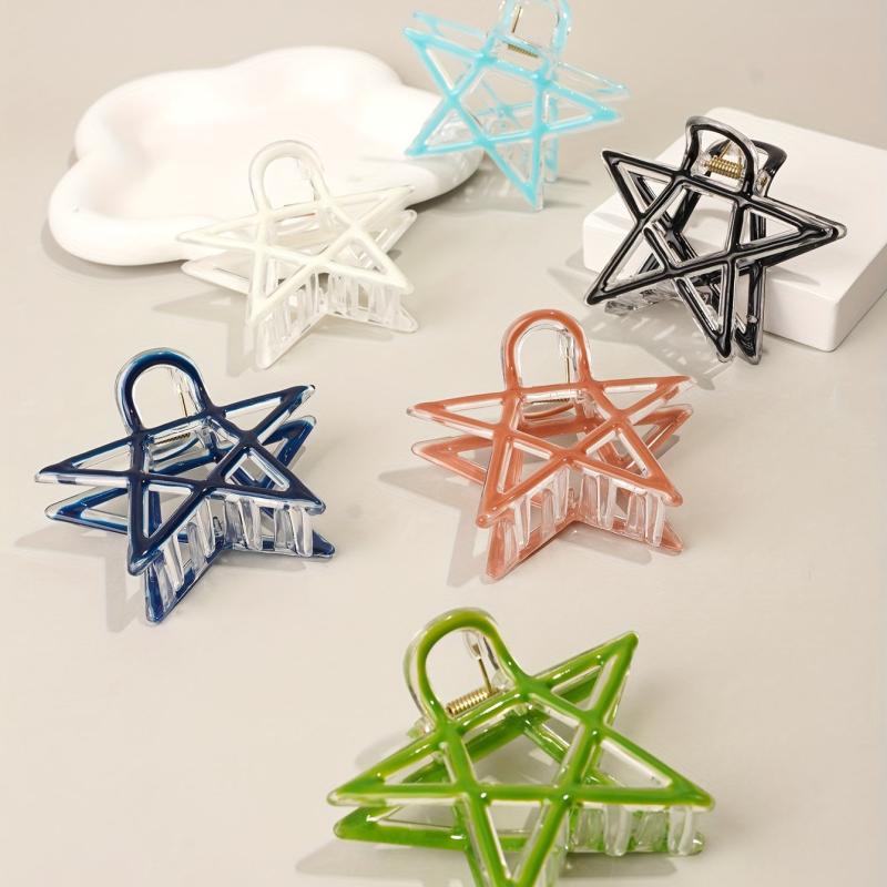 2pcs Set Hair Claw Mixed Pentagram Shark Claw Hair Clip