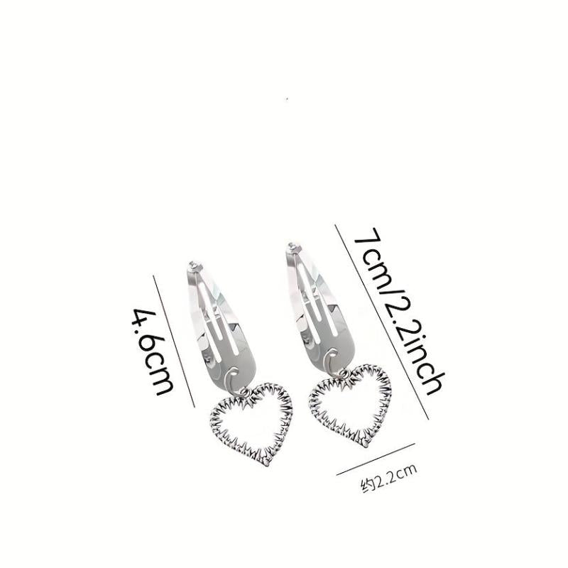 2pcs Silvery Hair Clip Snap Clip Y2K Hair Accessories