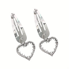2pcs Silvery Hair Clip Snap Clip Y2K Hair Accessories