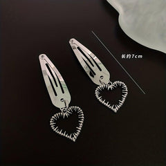 2pcs Silvery Hair Clip Snap Clip Y2K Hair Accessories