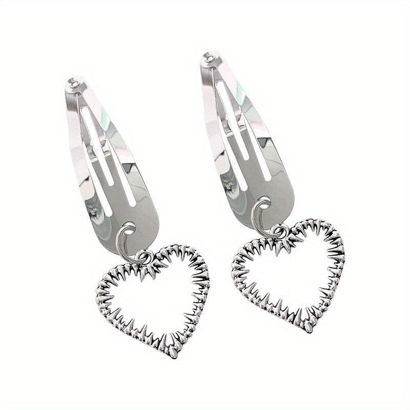 2pcs Silvery Hair Clip Snap Clip Y2K Hair Accessories