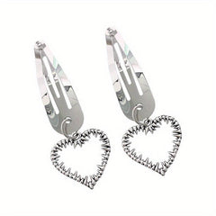 2pcs Silvery Hair Clip Snap Clip Y2K Hair Accessories