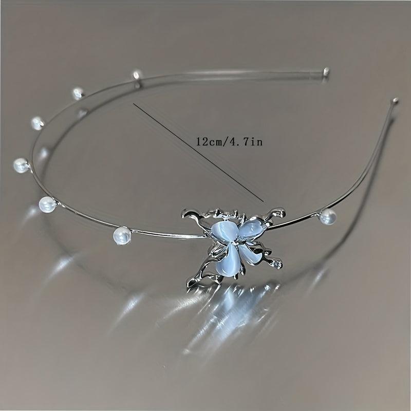 Butterfly Pearl Headband Light Headwear Y2K Hair Accessories
