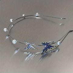 Butterfly Pearl Headband Light Headwear Y2K Hair Accessories