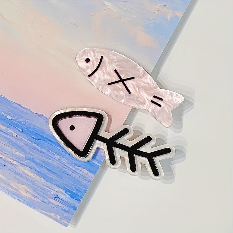 2pcs Cartoon Hair Clip Fishbone Pattern Duck Billed Clip Sweet Hair Clip