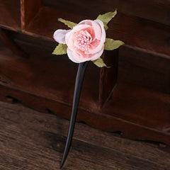 Chinese Style Flower Hairpin Wooden Hair Stick Ponytail Holder