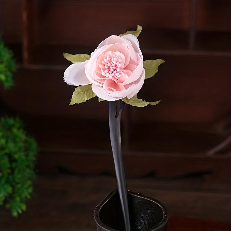 Chinese Style Flower Hairpin Wooden Hair Stick Ponytail Holder