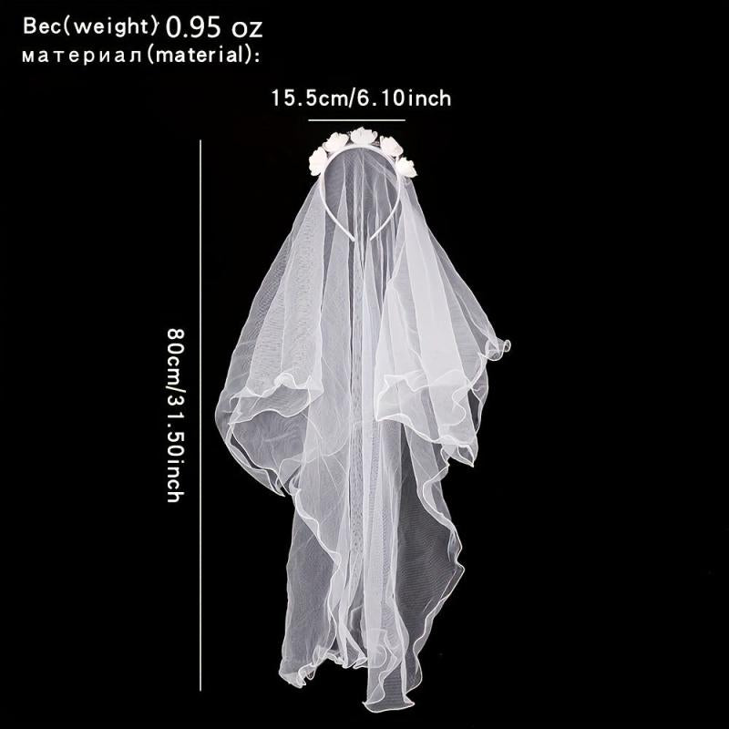 Flower Wedding Veils Headband With Bow Wreath Crown Veil