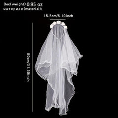 Flower Wedding Veils Headband With Bow Wreath Crown Veil