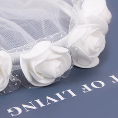 Flower Wedding Veils Headband With Bow Wreath Crown Veil