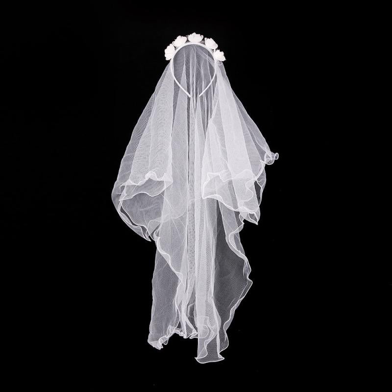 Flower Wedding Veils Headband With Bow Wreath Crown Veil