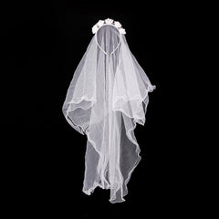Flower Wedding Veils Headband With Bow Wreath Crown Veil