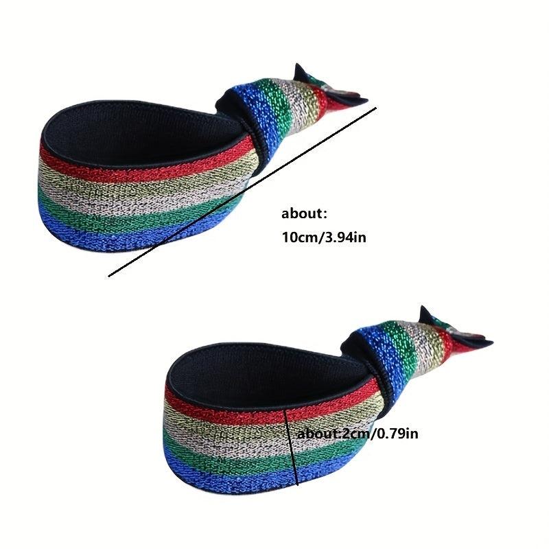2PCS Rainbow Leather HairBand Hair Tie Bracelet Set