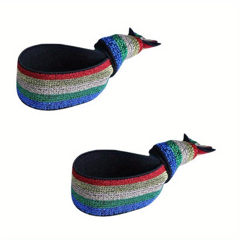 2PCS Rainbow Leather HairBand Hair Tie Bracelet Set