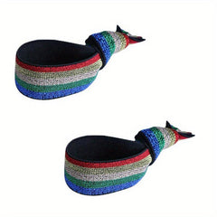 2PCS Rainbow Leather HairBand Hair Tie Bracelet Set