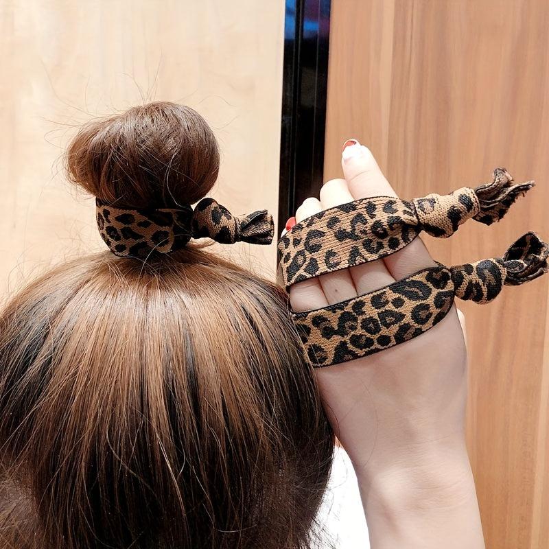 2PCS Rainbow Leather HairBand Hair Tie Bracelet Set