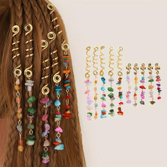 Braided Hair Ring Stone Pendant Hair Buckle Vintage Hair Clip Y2K
