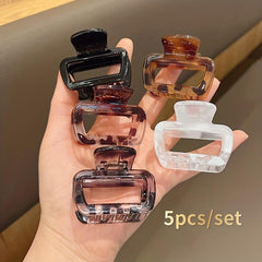 5pcs Leopard Pattern Hair Claw Nonslip Ponytail Holder Hair Clip