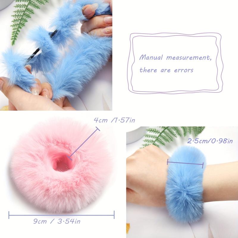 2pcs Fluffy Hair Rope Plush Hair Tie Ponytail Holder Winter Hair Accessories