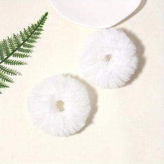 2pcs Fluffy Hair Rope Plush Hair Tie Ponytail Holder Winter Hair Accessories