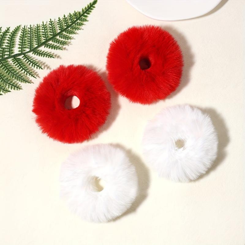 2pcs Fluffy Hair Rope Plush Hair Tie Ponytail Holder Winter Hair Accessories