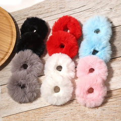 2pcs Fluffy Hair Rope Plush Hair Tie Ponytail Holder Winter Hair Accessories