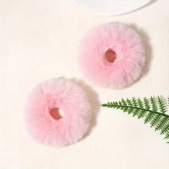 2pcs Fluffy Hair Rope Plush Hair Tie Ponytail Holder Winter Hair Accessories