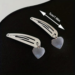 2pcs Heart & Cross Decor Hair Clip Metal Snap Clip Y2K Non Slip Hollow