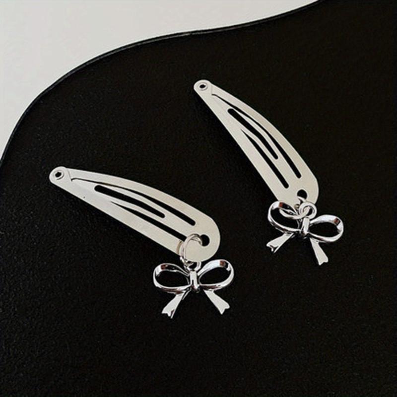 2pcs Heart & Cross Decor Hair Clip Metal Snap Clip Y2K Non Slip Hollow