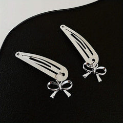 2pcs Heart & Cross Decor Hair Clip Metal Snap Clip Y2K Non Slip Hollow