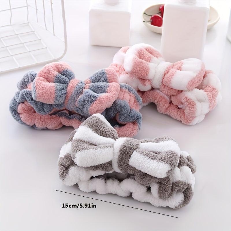 Soft Bow Headbands Coral Fleece Makeup Face Washing