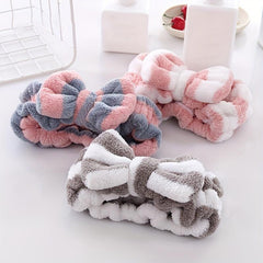 Soft Bow Headbands Coral Fleece Makeup Face Washing