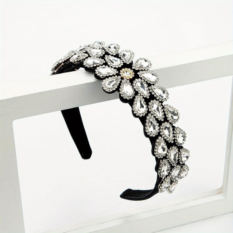 Crystal Rhinestone Headband Baroque Retro Wide Brim Hair Accessory