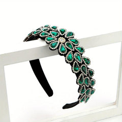 Crystal Rhinestone Headband Baroque Retro Wide Brim Hair Accessory