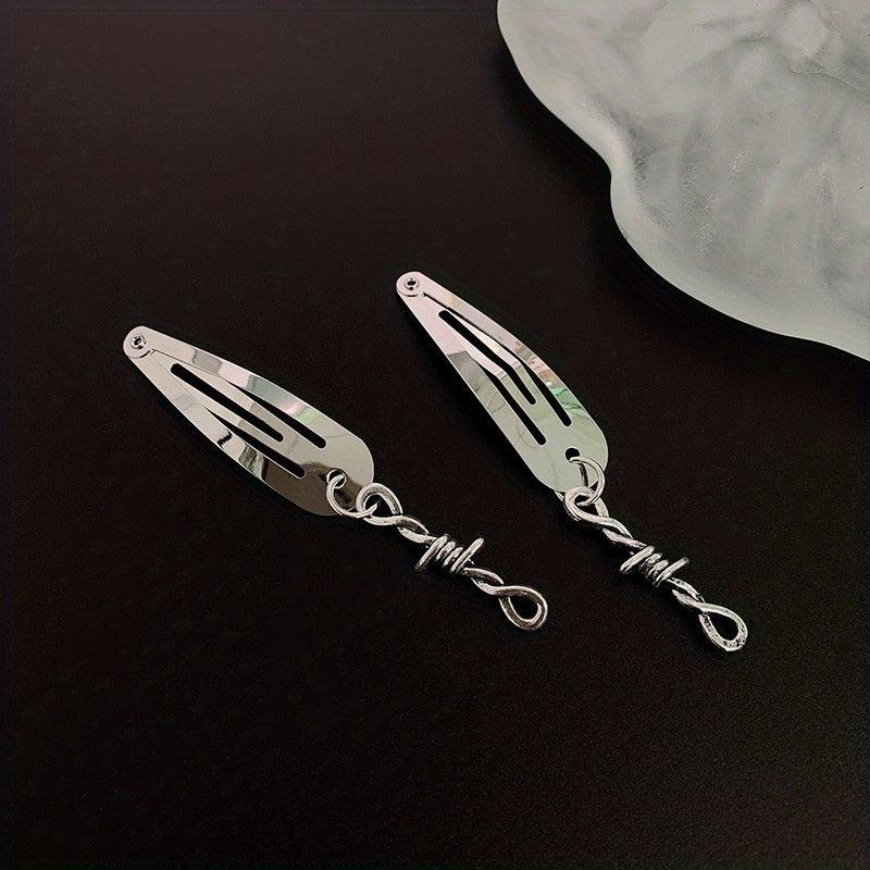Y2K Punk Silvery Snap Clip Metal Hair Clip