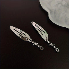 Y2K Punk Silvery Snap Clip Metal Hair Clip