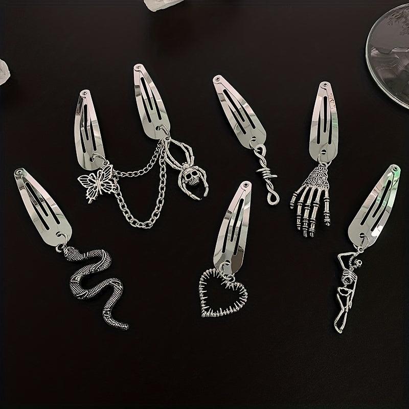 Y2K Punk Silvery Snap Clip Metal Hair Clip